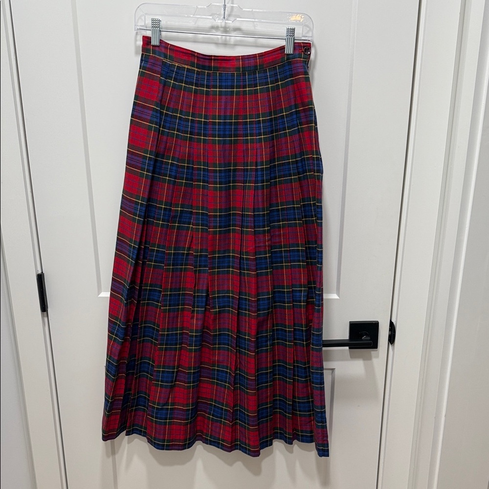 Vintage Herman Geist Plaid Maxi Skirt - Red and Blue